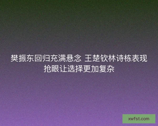 樊振东回归充满悬念 王楚钦林诗栋表现抢眼让选择更加复杂